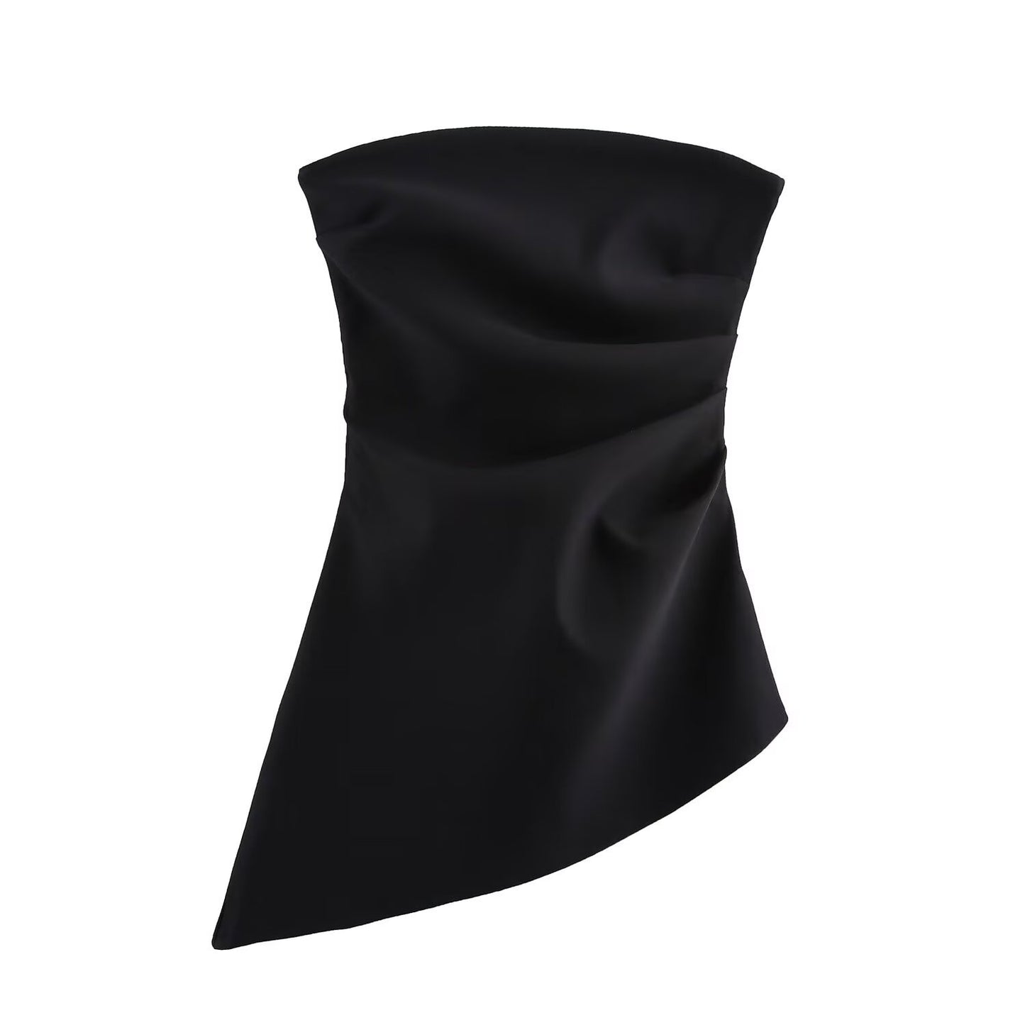 Zoe | Elegant Strapless Top Black Asymmetric