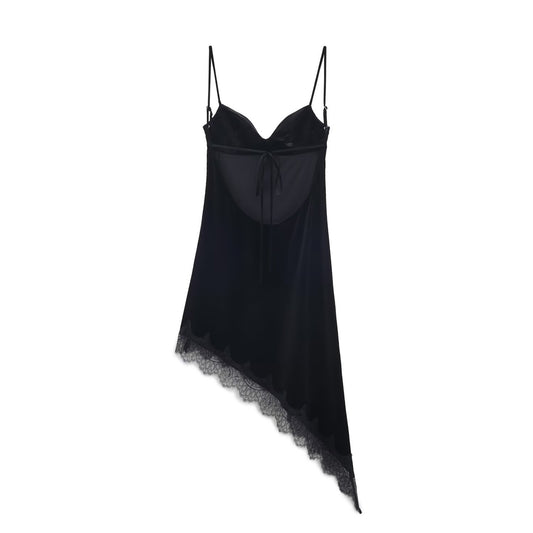 Sia | Elegant Satin Slip Dress Black