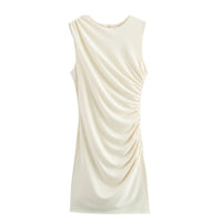 Yasmine | Asymmetric Neck Side Ruching Sleeveless Bodycon Mini Dress