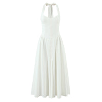 Faye | Halter Neck Sweetheart Button Front Midi Dress