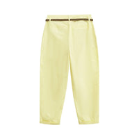 Seren | High-Waist Belted Cuffed Tapered Summer Trousers in Cream