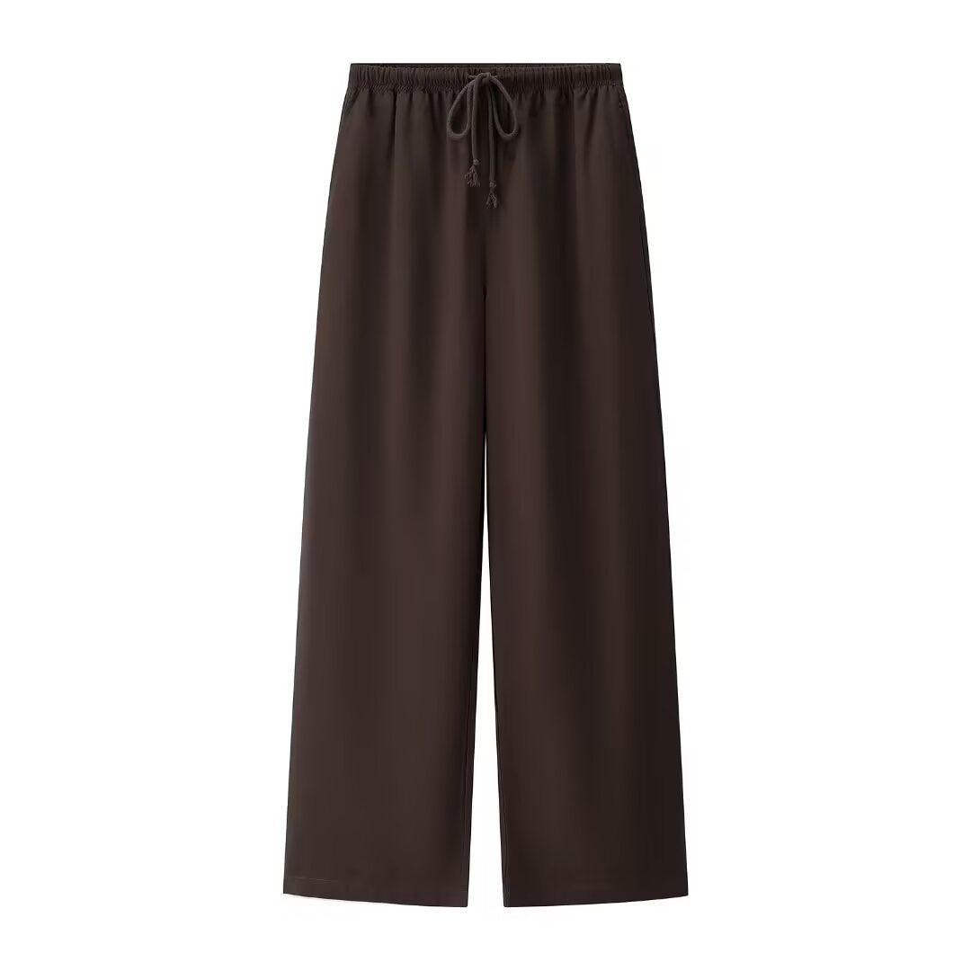 Eliza | Drawstring Waist Wide-Leg Linen Trousers with Side Pockets