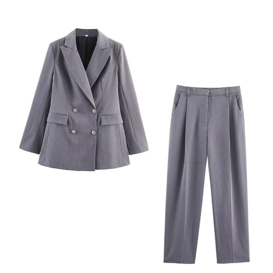 Freya | Smart Casual Grey Suit Double Breasted