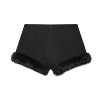 Cora | High-Waist Tailored Shorts with Faux Fur Hem Trim