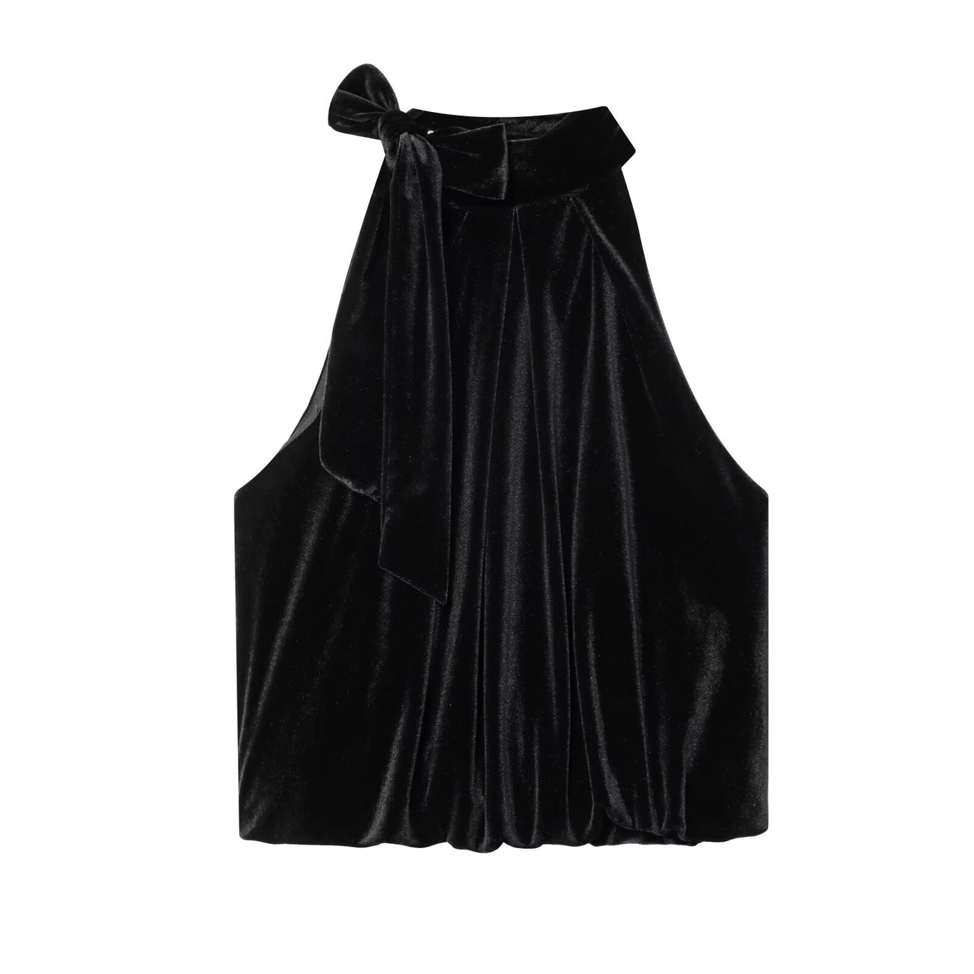 Martha | Velvet Tie-Bow Halter Top