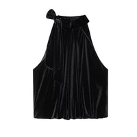 Martha | Velvet Tie-Bow Halter Top