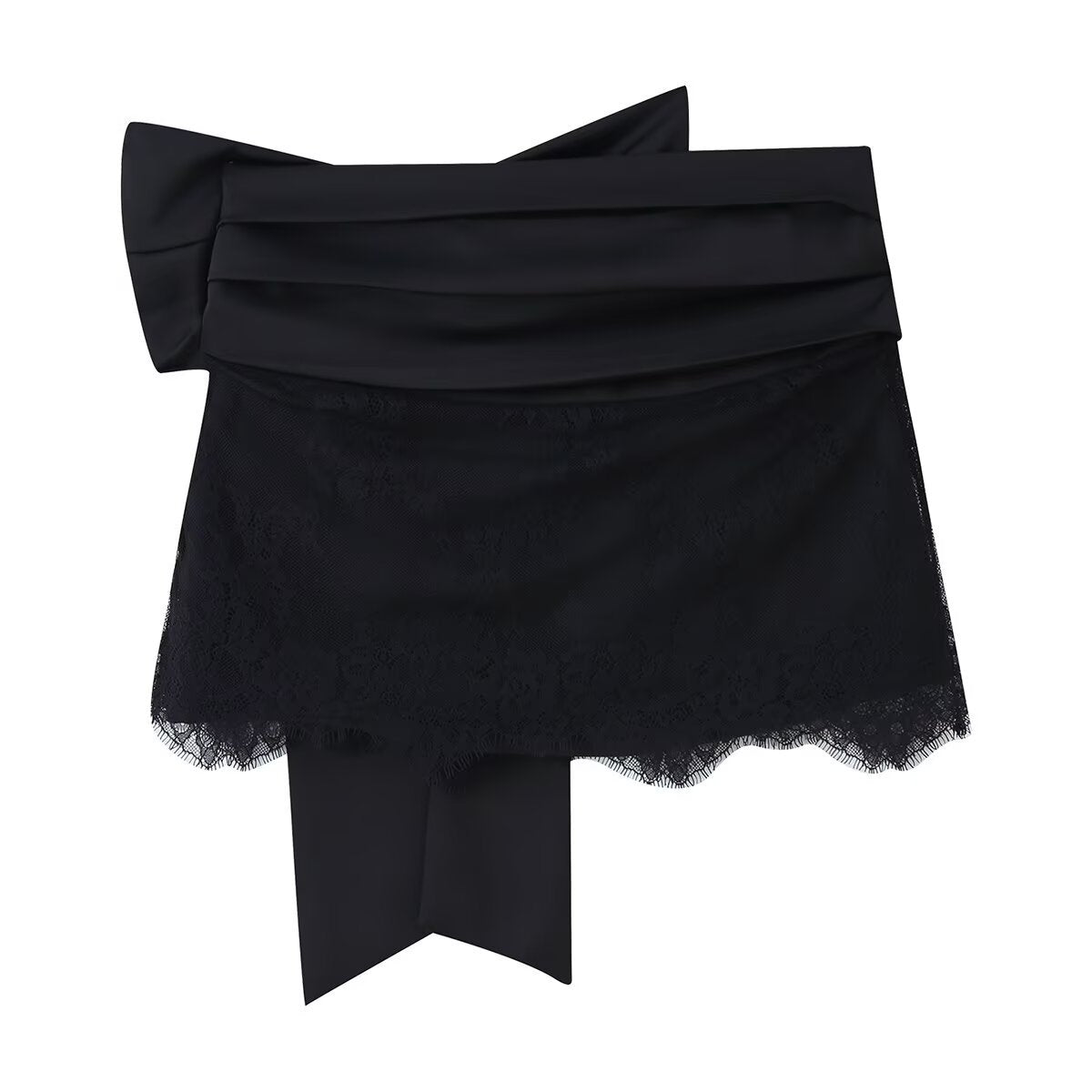 Daisy | Satin Bow Lace Mini Skirt
