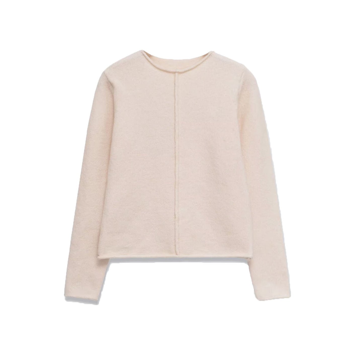 Phoebe | Centre Seam Crew Neck Long Sleeve Relaxed Cropped Knit Top