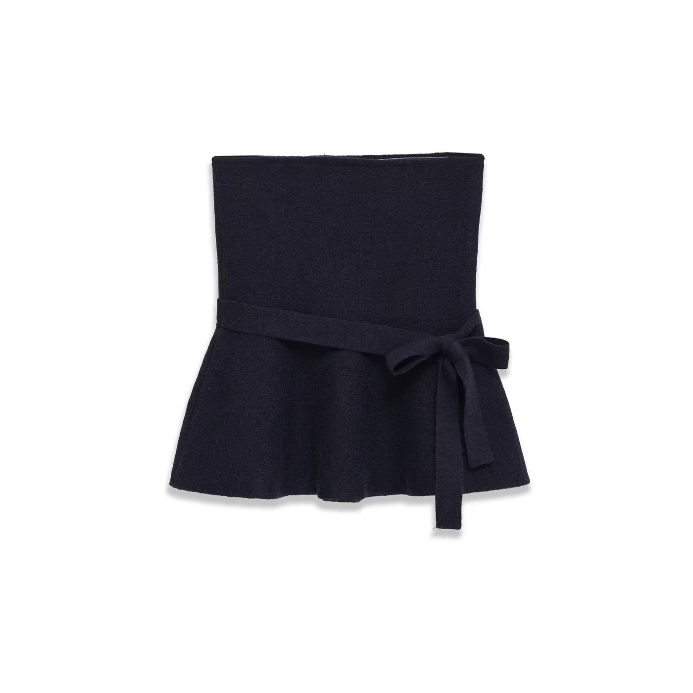 Adeline | Strapless Belted Peplum Jersey Top