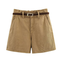 Megan | Paperbag Waist Cotton Shorts with Contrast Belt