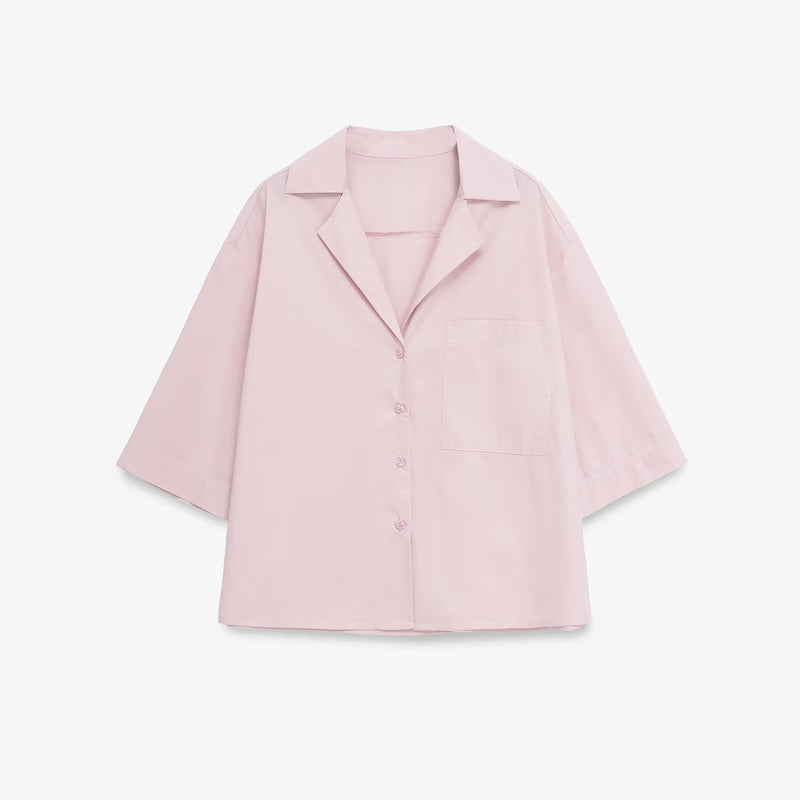 Rosie | Pink Cotton Wide Leg Co-ord Set