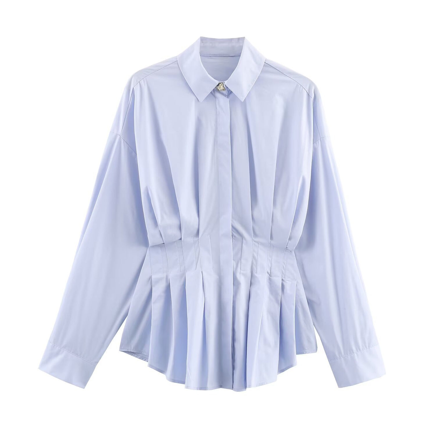 Alicia | Pleated Peplum Cotton Shirt