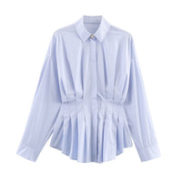 Alicia | Pleated Peplum Cotton Shirt