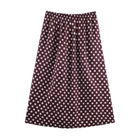 Verity | Polka Dot Gathered Waist A-Line Midi Skirt
