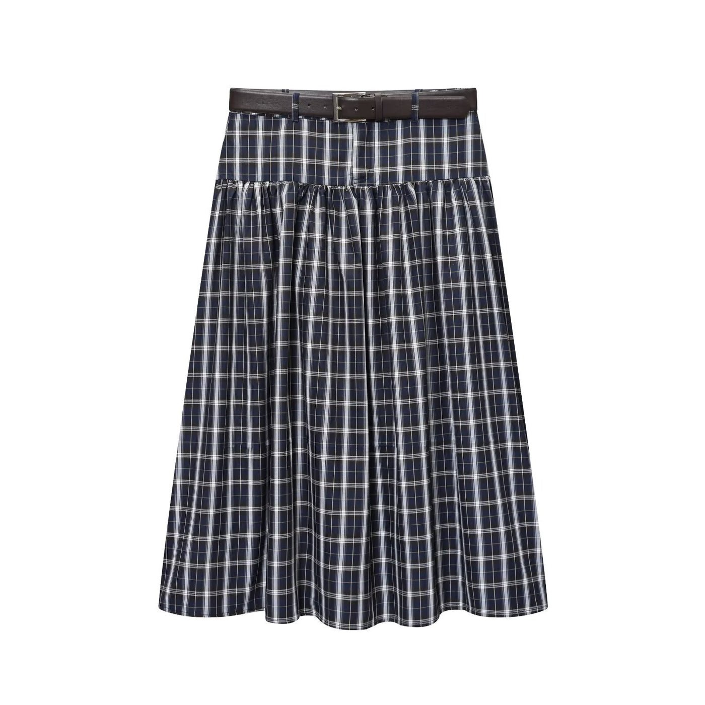 Lara | Plaid Cotton A-Line Midi Skirt