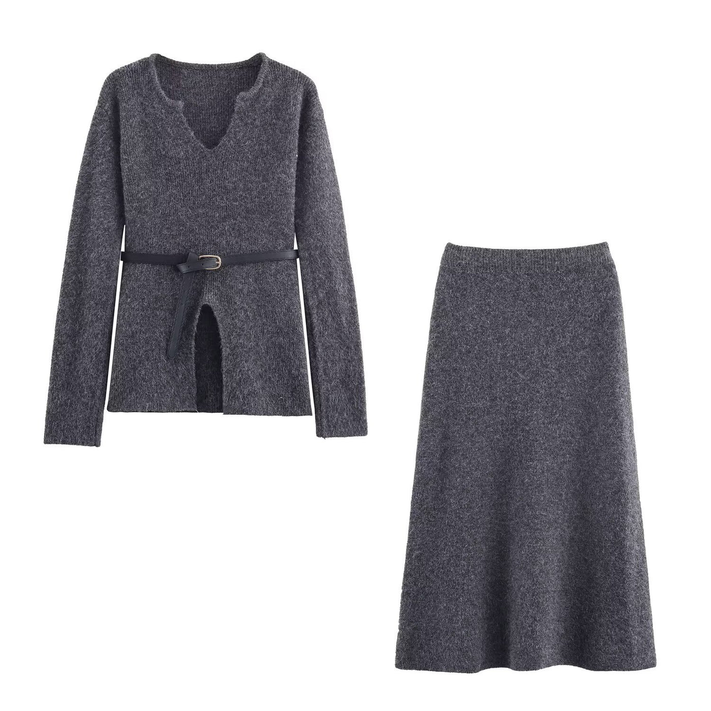 Lyla | Notched V-Neck Soft Knit Co-ord Set