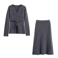 Lyla | Notched V-Neck Soft Knit Co-ord Set