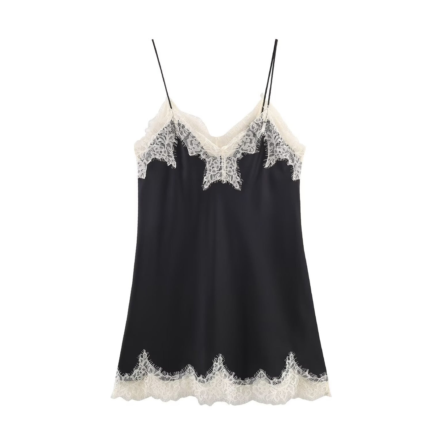 Anya | Scalloped Lace Trim Satin Camisole