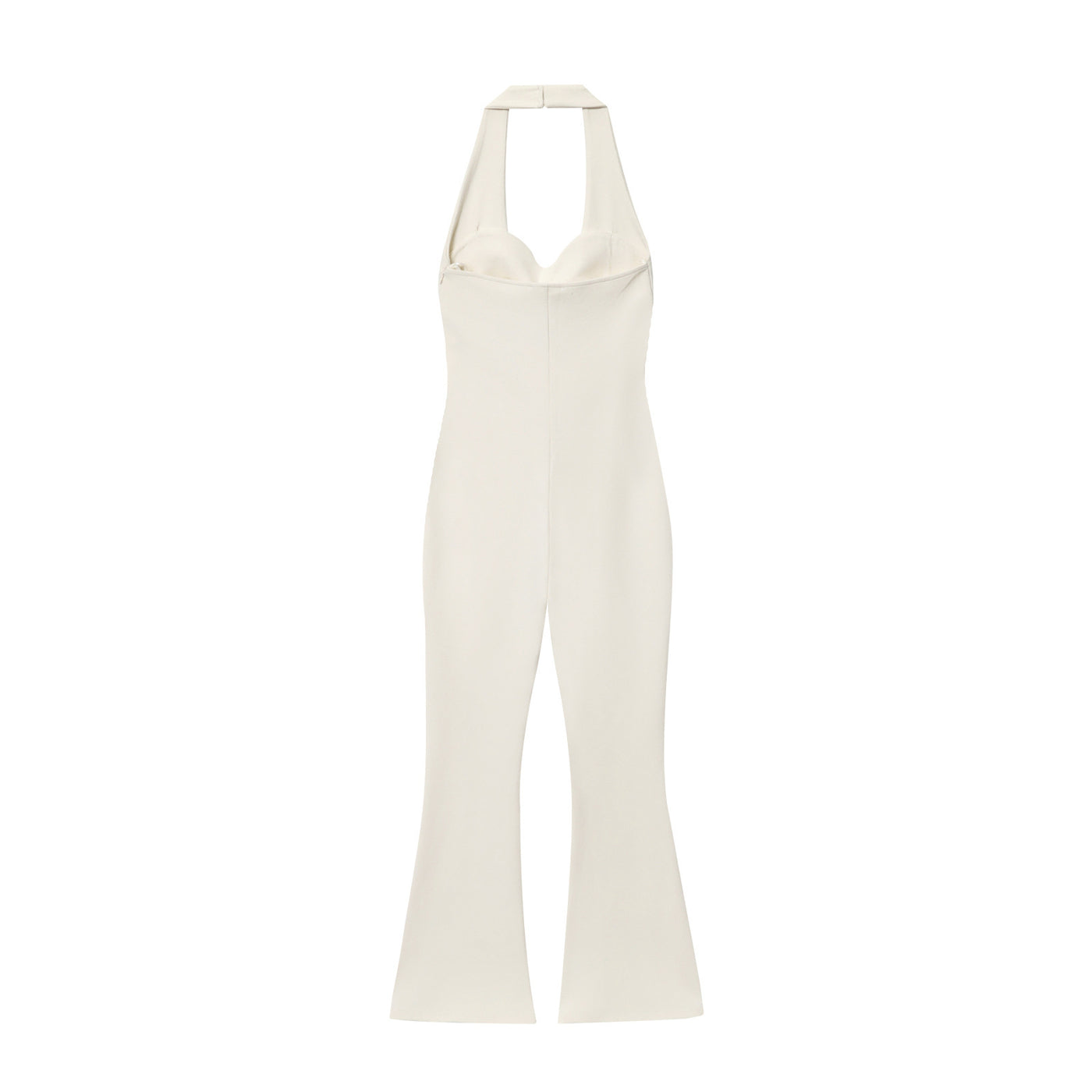 Lola | V-Cutout Halter Wide-Leg Jumpsuit in White
