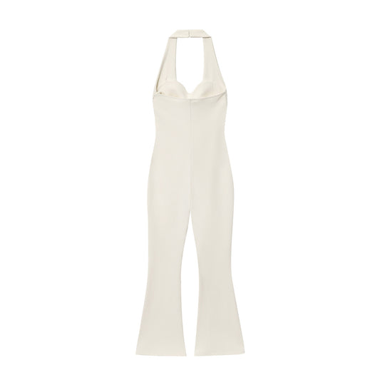 Paloma | Elegant Halter Jumpsuit White Wide Leg