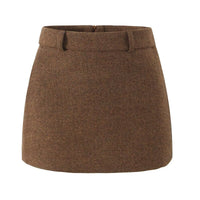 Cora | Herringbone Tailored Fitted Mini Skirt