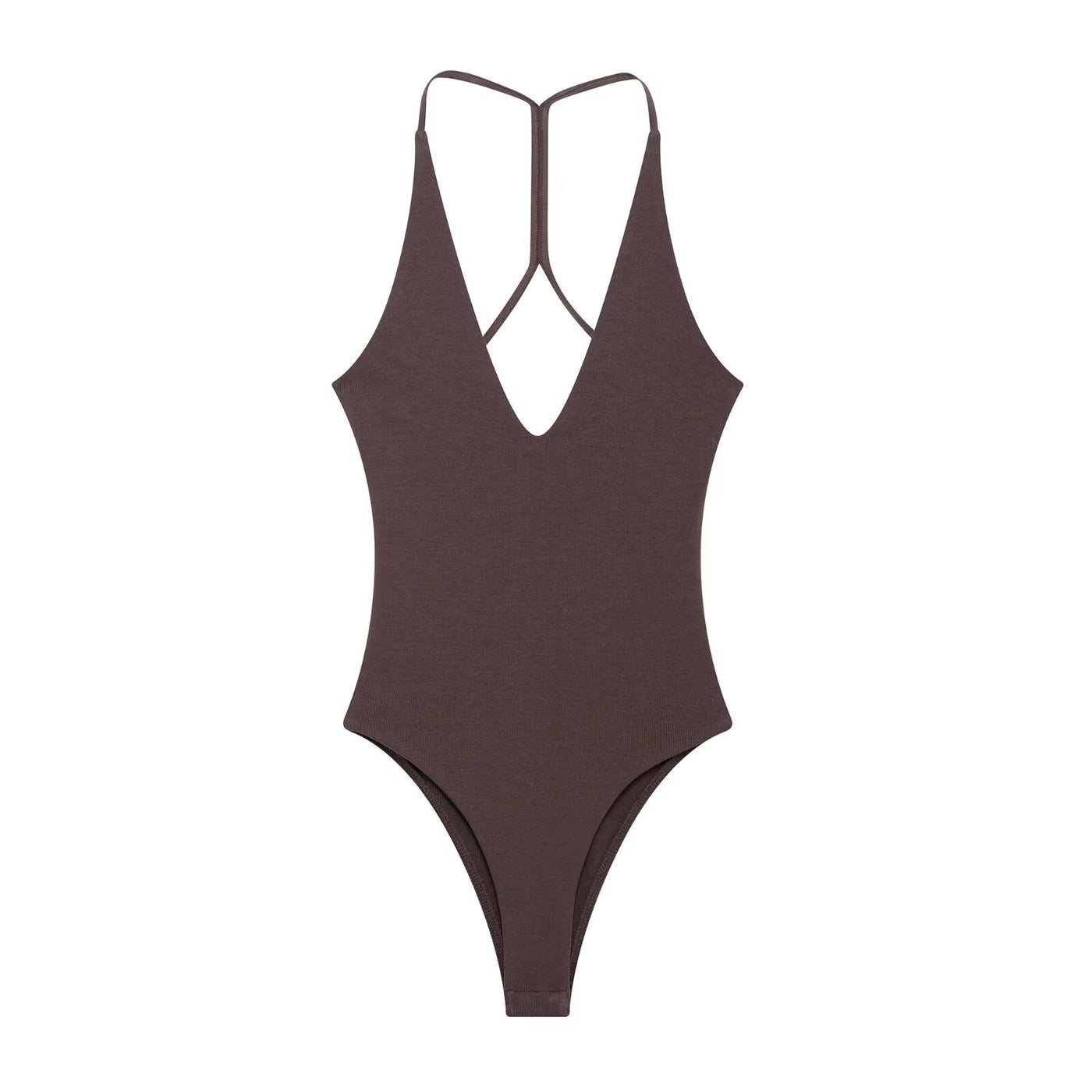 Wren | V-Neck Cross-Back Tank Top in White, Brown & Black