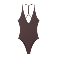 Wren | V-Neck Cross-Back Tank Top in White, Brown & Black
