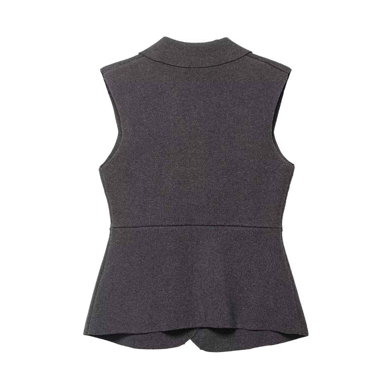 Greta | Smart Casual Sleeveless Blazer Grey Fitted Tailored