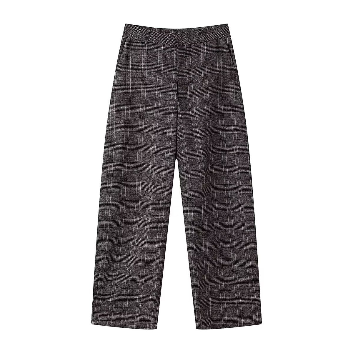 Holly | Subtle Plaid Tailored Wide Leg Trouser Set