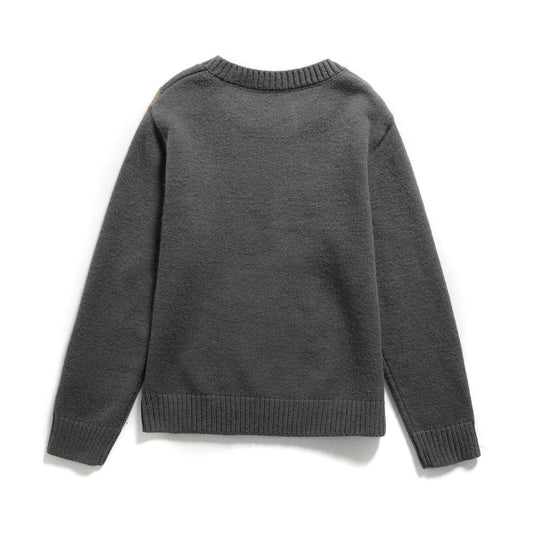 Camille | Argyle Knitted Sweater Grey Cream Beige