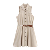 Alicia | Collared Button-Front Belted Shirt Mini Dress