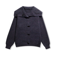 Hannah | Chunky Marled Knit Wide Collar Toggle Button Relaxed Cropped Cardigan