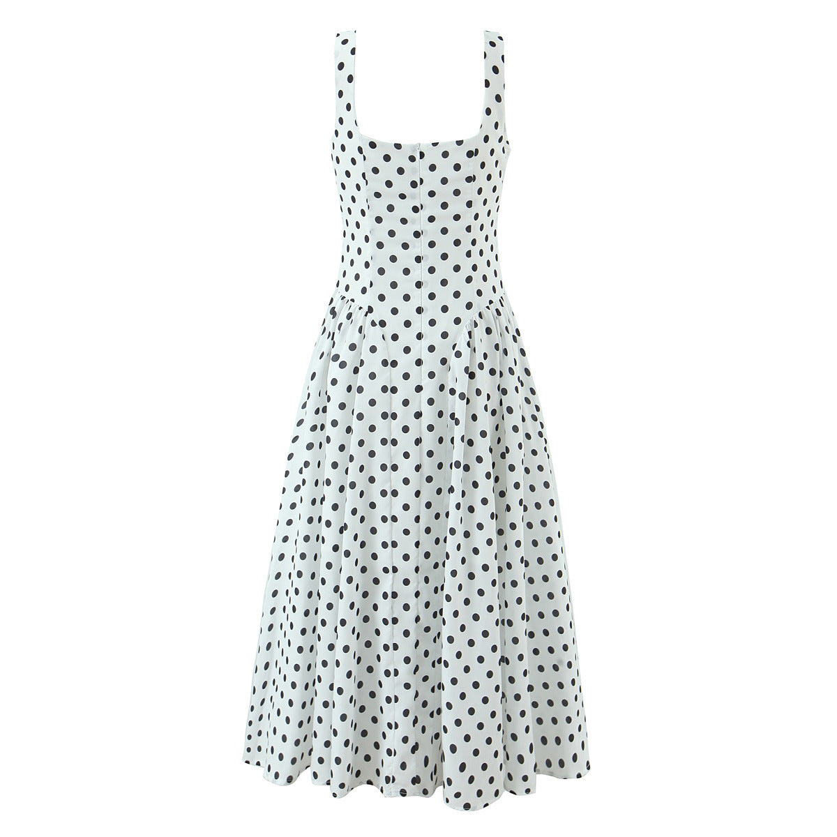 Eliana | Polka Dot V-Neck Pleated Midi Dress
