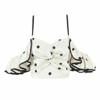 Juno | Satin Sweetheart Ruffled Off Shoulder Crop Top
