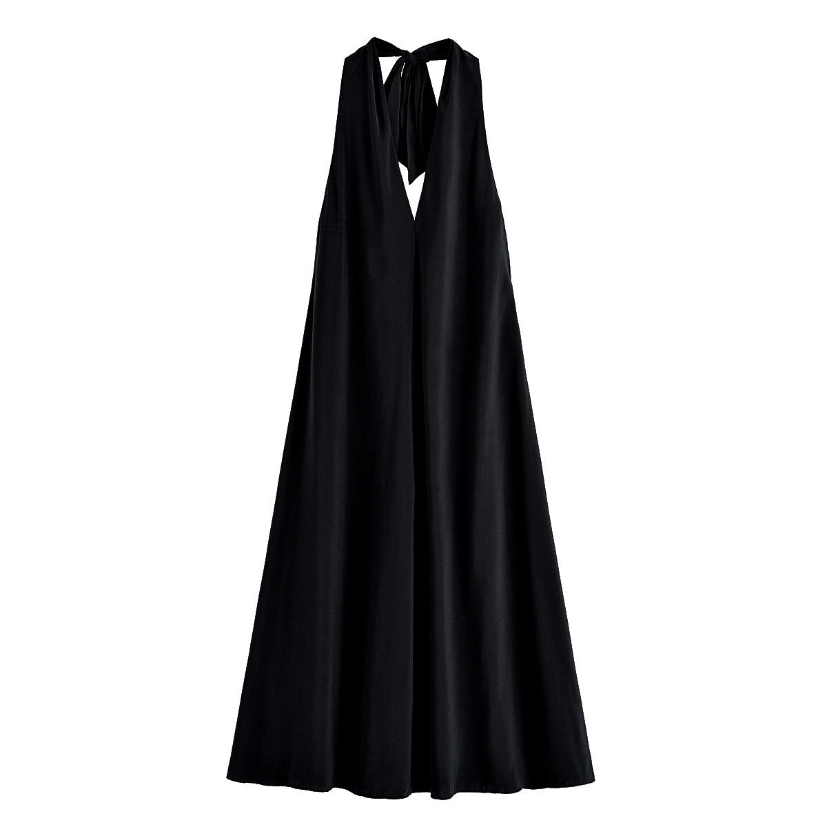 Saffron | Deep V Halter Neck Flowing Maxi Premium Jersey Dress