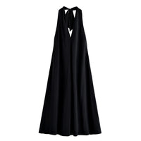 Saffron | Deep V Halter Neck Flowing Maxi Premium Jersey Dress