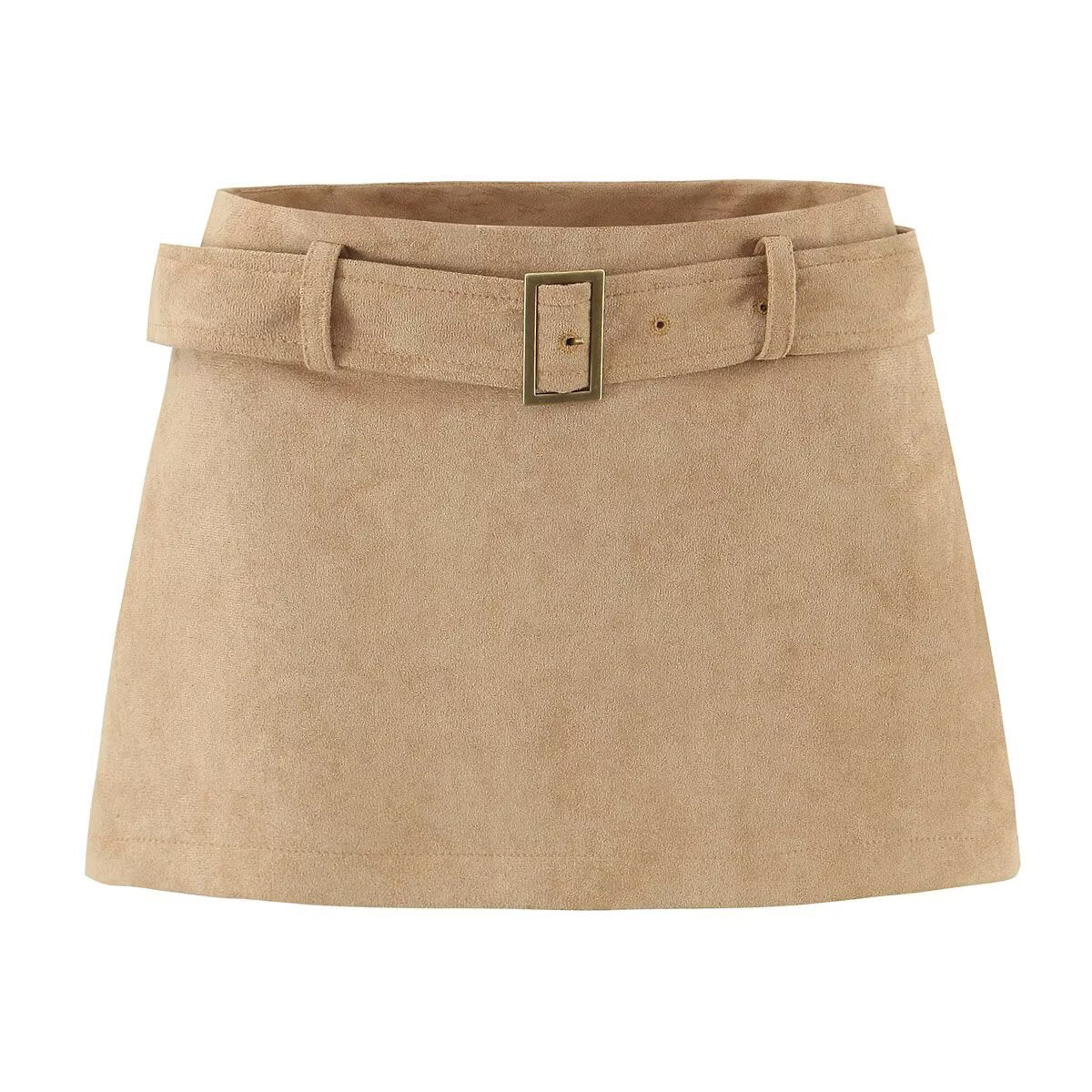 Edith | Faux Suede Belted Mini Skirt