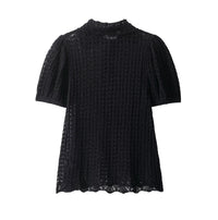 Sophie | Puff Sleeve Crochet Polo Top