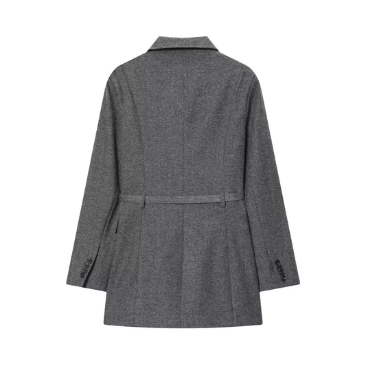 Imogen | Gray Belted Blazer Trouser Suit