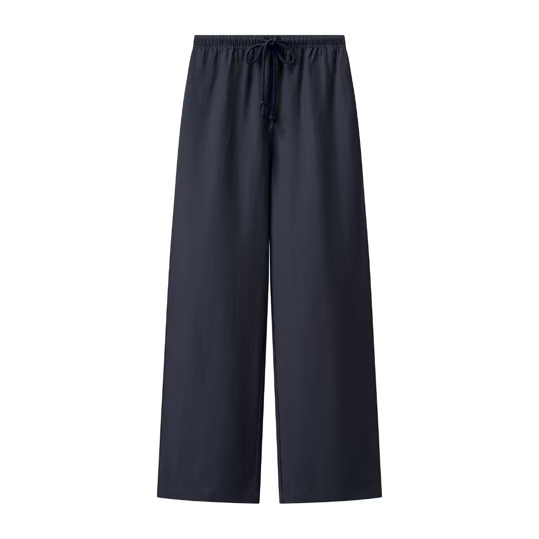 Eliza | Drawstring Waist Wide-Leg Linen Trousers with Side Pockets