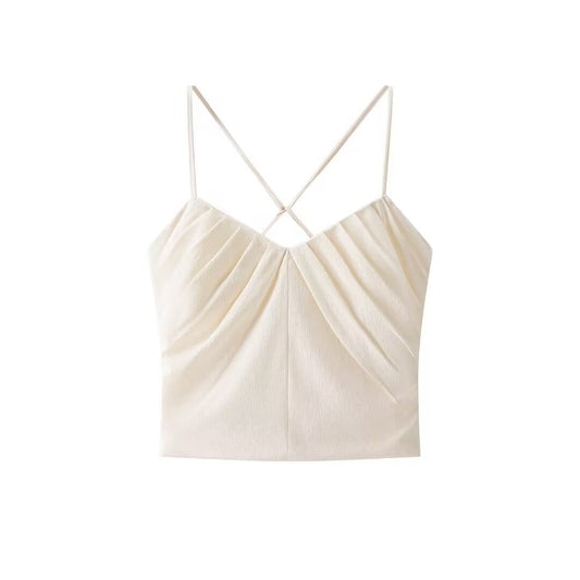 Demi | Summer Ruched Crop Top Cami White