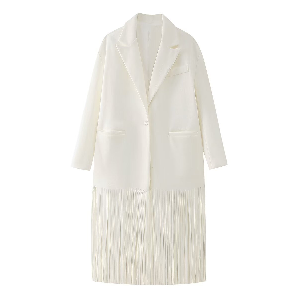 Sophia | Fringe Hem Longline Oversized Blazer