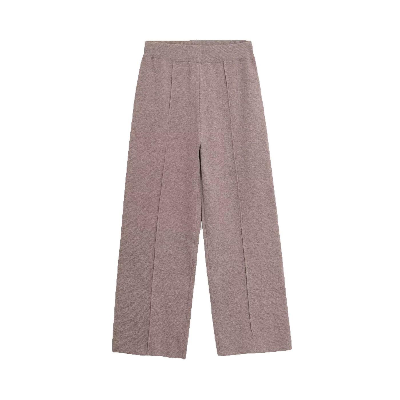 Tabitha | Ribbed Waist Vertical Seam Knitted Wide-Leg Trousers