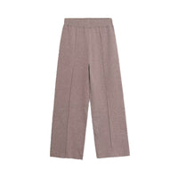 Tabitha | Ribbed Waist Vertical Seam Knitted Wide-Leg Trousers
