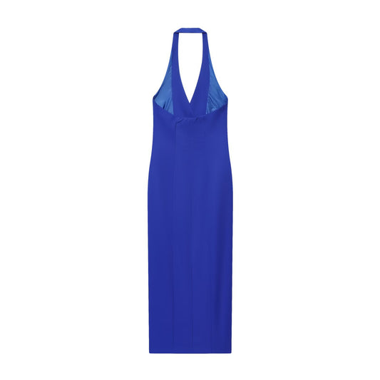 Hana | Elegant V Neck Maxi Dress Blue