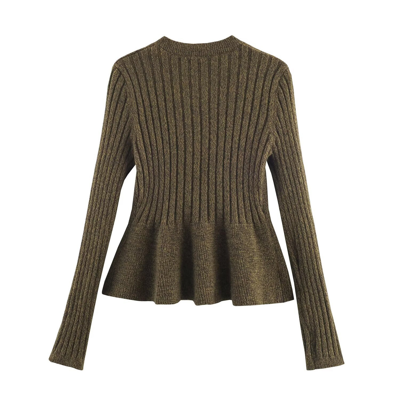 Darcie | Ribbed Knit Peplum Button Front Cardigan
