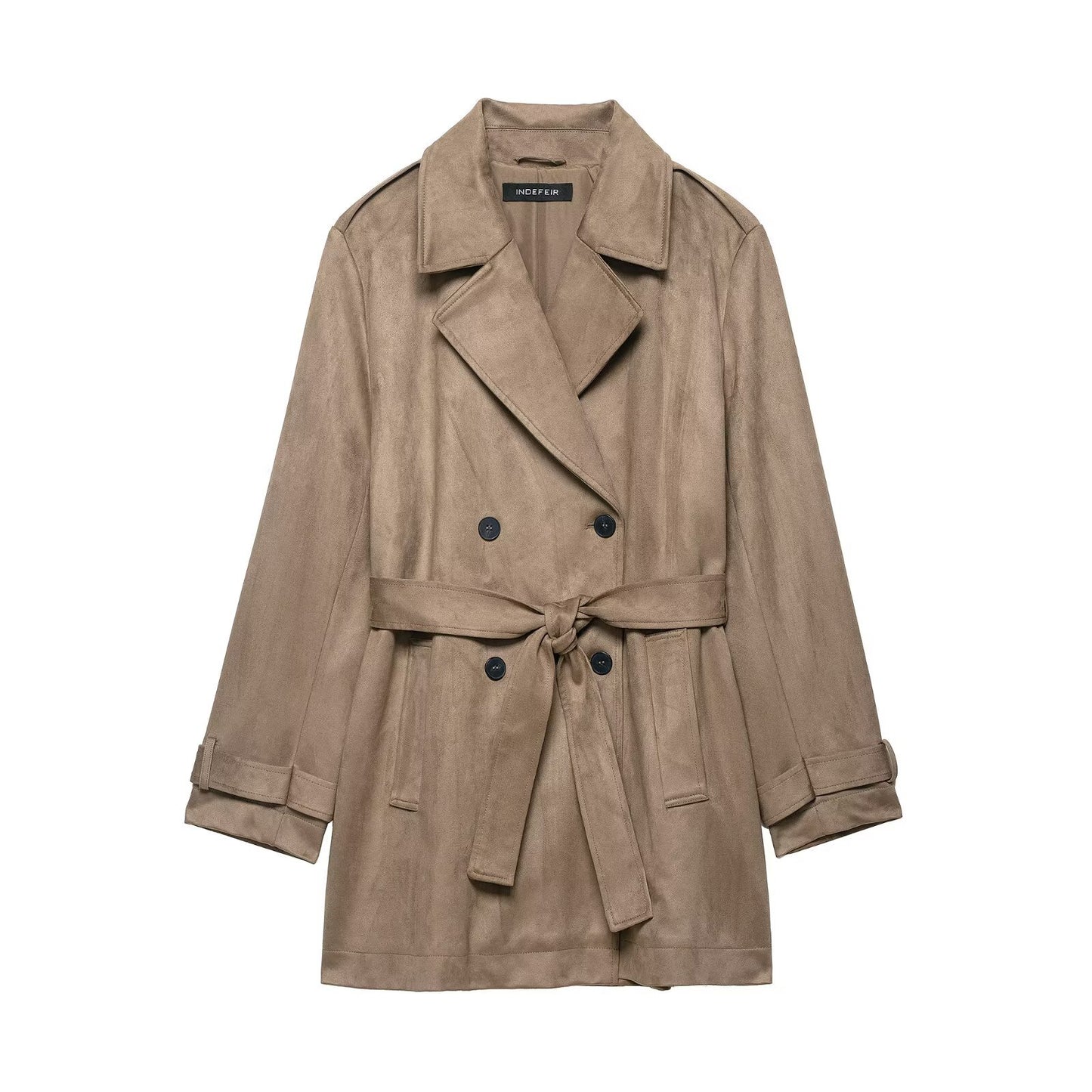 Lola | Casual Suede Trench Coat Beige Long