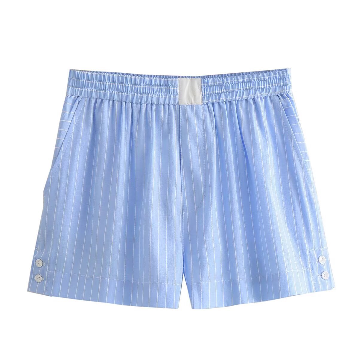 Eva | Striped Cotton Cropped Top Shorts Co-ord Set