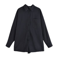 Sadie | Cotton Shirt Romper in Black