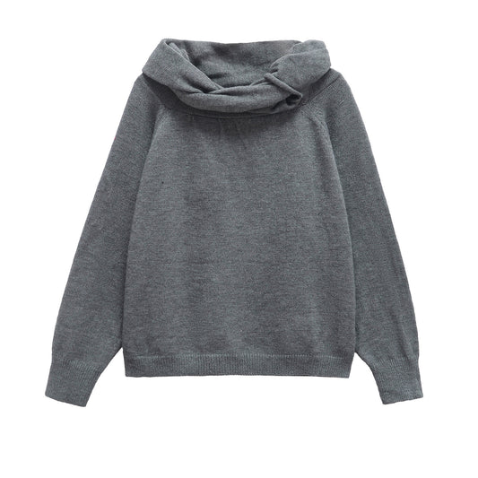 Ivy | Casual Cowl Neck Knitted Top Grey Long Sleeve